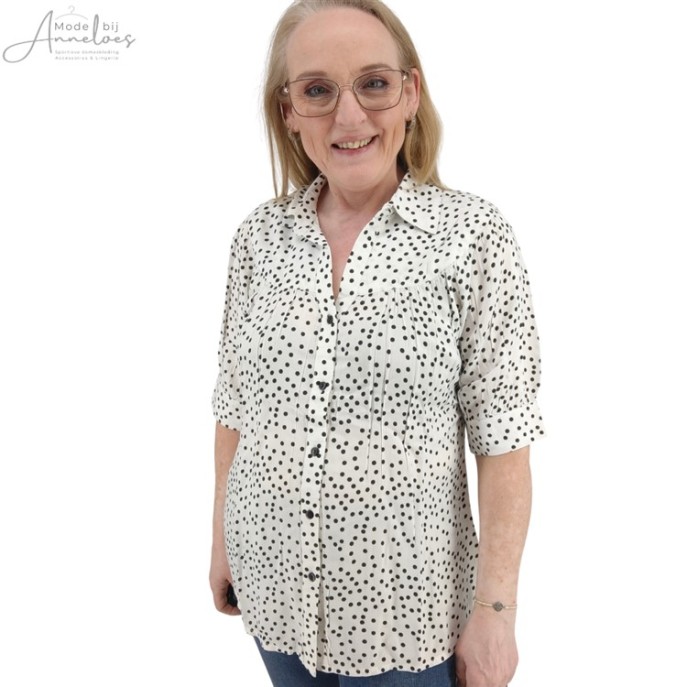 Z Bleu Seven Blouse stip Wit Zwart